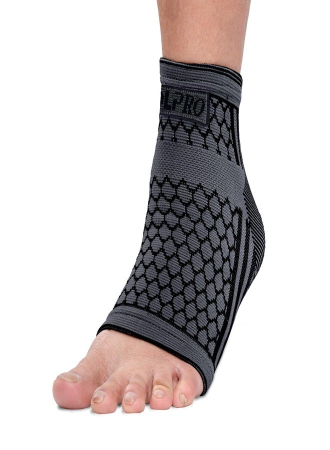 Solpro Anklo Jacquard Ankle Braces for Men & Women | Joint Stabiliser for All Sports, Gym & Rehab Workouts | Joint Pain Relief for Active Lifestyle Injury Recovery & Arthritis (Black/Dark Grey) - Image 1