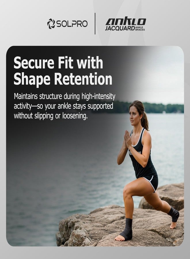 Solpro Anklo Jacquard Ankle Braces for Men & Women | Joint Stabiliser for All Sports, Gym & Rehab Workouts | Joint Pain Relief for Active Lifestyle Injury Recovery & Arthritis (Black/Dark Grey) - Image 5