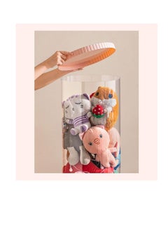 Generic Plastic Toy Storage Box, 60cm Rotatable Plush Toy Display Box with Decorative Light for Kids, Transparent Cylinder Plush Animal Doll Toy Container, Suitable for Kids Room Bedroom Living Room Decoratio  - Image 3
