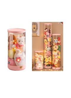 Generic Plastic Toy Storage Box, 60cm Rotatable Plush Toy Display Box with Decorative Light for Kids, Transparent Cylinder Plush Animal Doll Toy Container, Suitable for Kids Room Bedroom Living Room Decoratio  - Image 1