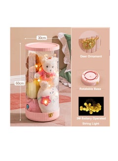 Generic Plastic Toy Storage Box, 60cm Rotatable Plush Toy Display Box with Decorative Light for Kids, Transparent Cylinder Plush Animal Doll Toy Container, Suitable for Kids Room Bedroom Living Room Decoratio  - Image 2