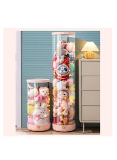 Generic Plastic Toy Storage Box, 60cm Rotatable Plush Toy Display Box with Decorative Light for Kids, Transparent Cylinder Plush Animal Doll Toy Container, Suitable for Kids Room Bedroom Living Room Decoratio  - Image 5