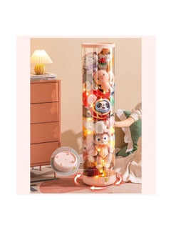 Generic Plastic Toy Storage Box, 60cm Rotatable Plush Toy Display Box with Decorative Light for Kids, Transparent Cylinder Plush Animal Doll Toy Container, Suitable for Kids Room Bedroom Living Room Decoratio  - Image 4