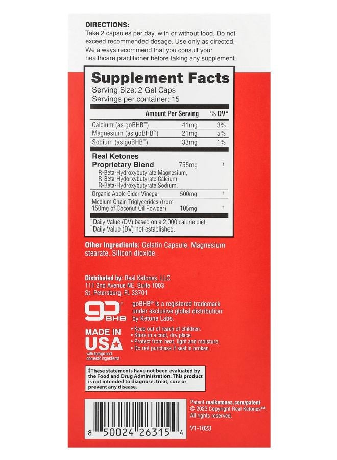 Real Ketones خل التفاح الكيتوني 30 كبسولة - Image 2