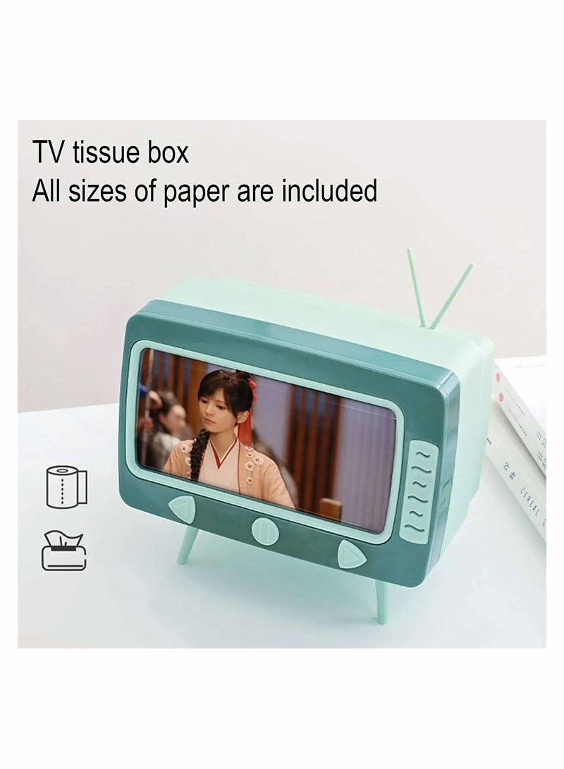 Y&D Creative Tissue Box Holder with Mobile Phone Stand Unique Fun TV Design Compatible All Phones for Bedroom Office Room  - Image 4