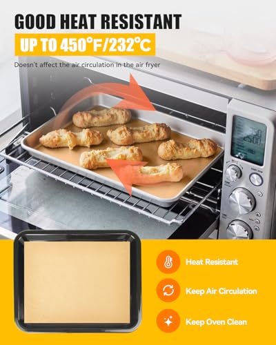 MMH 130PCs Paper Liners and 4PCs Reusable Teflon Baking Mats Compatible with Breville BOV860BSS Smart Oven Air Fryer Accessories, Food Grade Unbleached Parchment Paper Nonstick Oven Liners Mat PFOA Free - Image 2