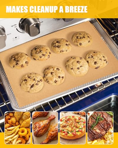 MMH 130PCs Paper Liners and 4PCs Reusable Teflon Baking Mats Compatible with Breville BOV860BSS Smart Oven Air Fryer Accessories, Food Grade Unbleached Parchment Paper Nonstick Oven Liners Mat PFOA Free - Image 4