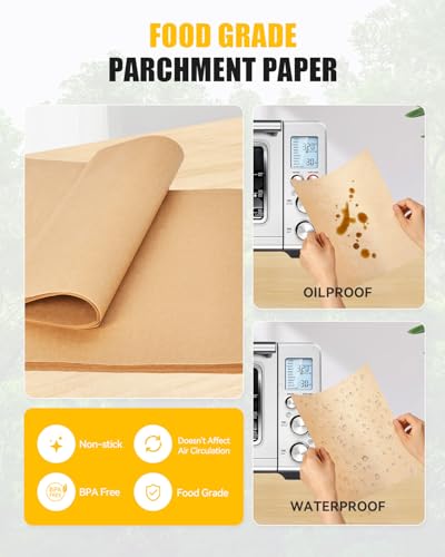 MMH 130PCs Paper Liners and 4PCs Reusable Teflon Baking Mats Compatible with Breville BOV860BSS Smart Oven Air Fryer Accessories, Food Grade Unbleached Parchment Paper Nonstick Oven Liners Mat PFOA Free - Image 3