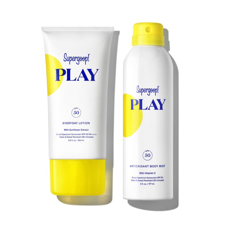 Supergoop! Summer PLAY Bundle - Includes PLAY Everyday Lotion (5.5 oz) + Antioxidant Body Mist (6 oz) - Broad Spectrum Sunscreen Recommended for Sensitive Skin - Great for Active Days - Image 1