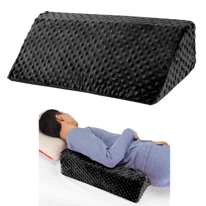Jacobable Wedge Pillow for Side Sleeping, Body Positioning Foam Wedge Pillow, Side Wedge Pillow for Sleeping Non-Slip Back Positioning Pillow for Bed Sore Wedge (Black) - Image 1