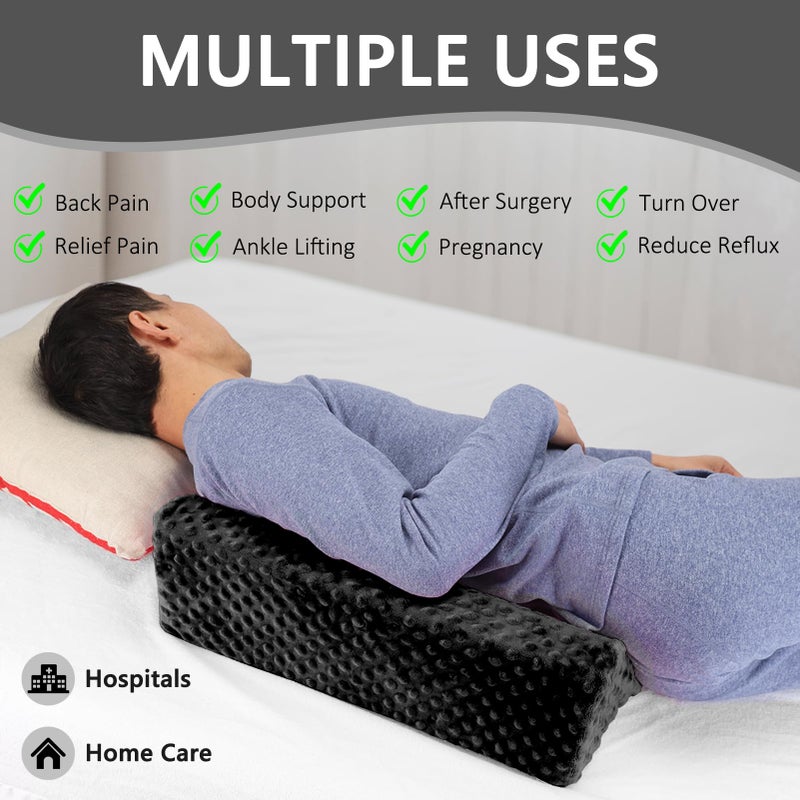 Jacobable Wedge Pillow for Side Sleeping, Body Positioning Foam Wedge Pillow, Side Wedge Pillow for Sleeping Non-Slip Back Positioning Pillow for Bed Sore Wedge (Black) - Image 3