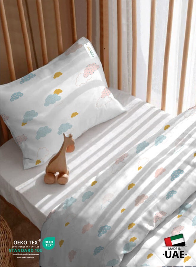 Cotton home طقم لحاف سرير الأطفال 3 قطع من كوتون هوم 90x120 لحاف قطن، وسادة محشوة وغطاء وسادة – سحب باهتة - Image 4