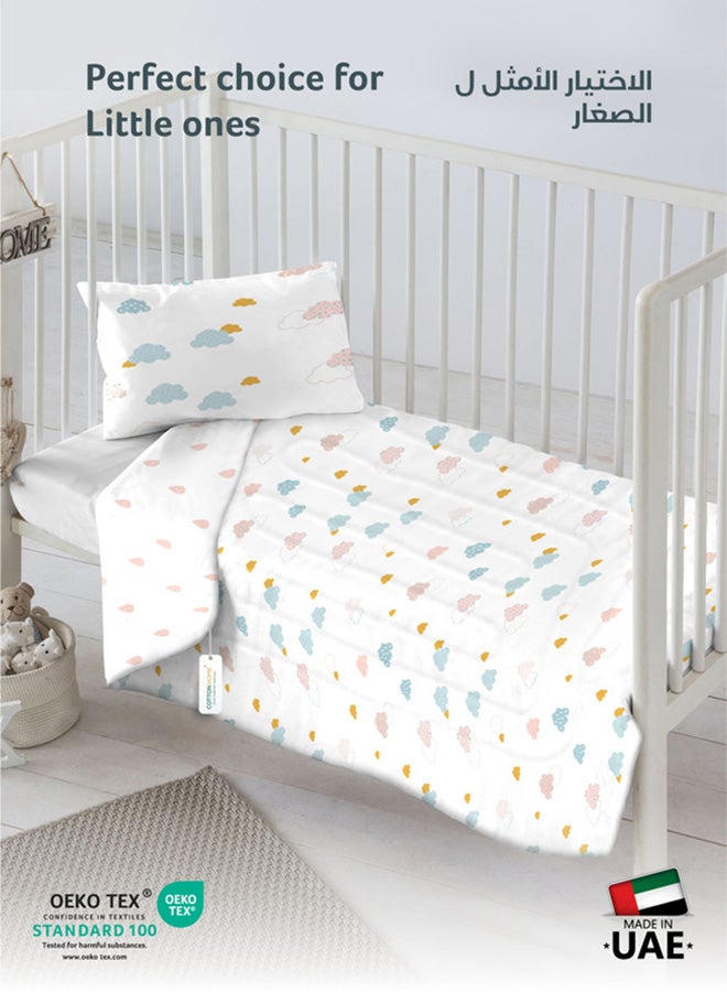Cotton home طقم لحاف سرير الأطفال 3 قطع من كوتون هوم 90x120 لحاف قطن، وسادة محشوة وغطاء وسادة – سحب باهتة - Image 2
