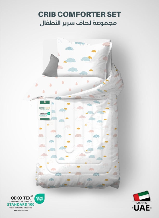 Cotton home طقم لحاف سرير الأطفال 3 قطع من كوتون هوم 90x120 لحاف قطن، وسادة محشوة وغطاء وسادة – سحب باهتة - Image 1