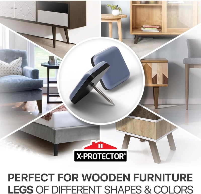 X-Protector Chair Glides – 1" Furniture Glides 24 pcs – Grey Nail-on Chair Sliders – Premium Chair Leg Floor Protectors – Slide Effortlessly with Chair Leg Pads That Protect Your Floor! - Image 3
