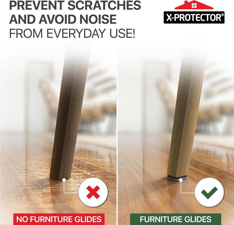 X-Protector Chair Glides – 1" Furniture Glides 24 pcs – Grey Nail-on Chair Sliders – Premium Chair Leg Floor Protectors – Slide Effortlessly with Chair Leg Pads That Protect Your Floor! - Image 4