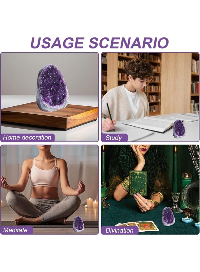 مجموعة من أحجار الجمشت الطبيعية ذات الحواف المصقولة، 300 غرام من أحجار الجيود الخام الأصلية من أوروغواي، لون أرجواني داكن، كريستالات ديكور وأحجار علاجية للمنزل والمكتب. - Image 5