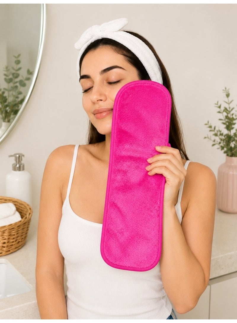 Fuchsia Microfiber Makeup Remover Towel – 14 × 35 cm - Image 1