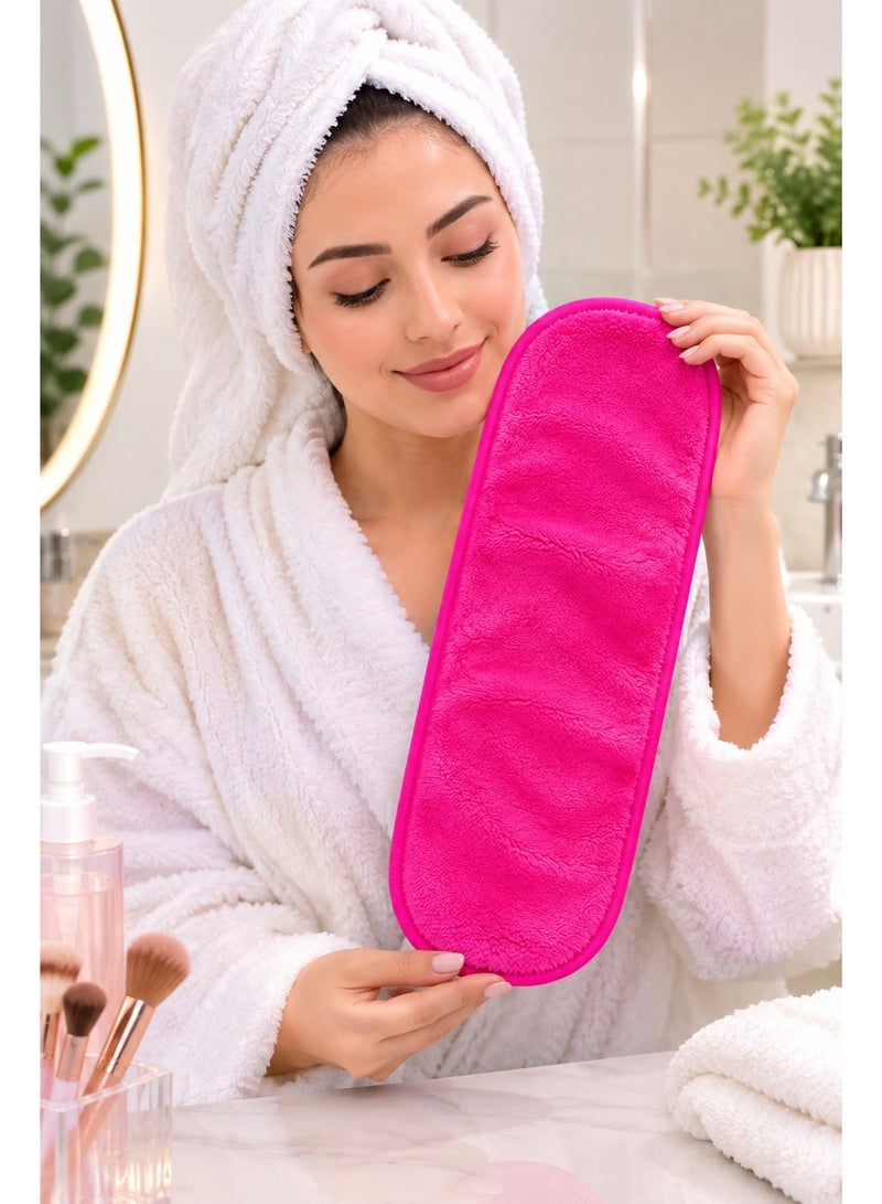 Fuchsia Microfiber Makeup Remover Towel – 14 × 35 cm - Image 2