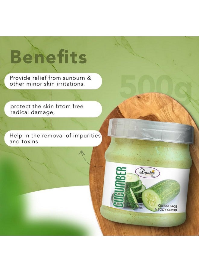 Luster Cucumber Face & Body Cream Scrub | Enriched With Natural Ingredients | Helps Smoothing & Deep Cleansing | Face & Body Cream Scrub For Women & Men (Paraben & Sulfate Free) - 500 ml - Image 2