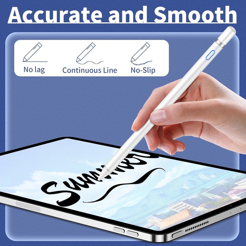 Mixoo Stylus Pens for Touch Screens, Universal Fine Point iPad Pencil with Magnetic Cap for iPad, iPhone, Android, Tablet and Other Capacitive Touch Screen, Stylus Pen for iPad in Writing (White) - Image 4