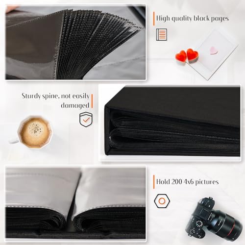 Popotop Photo Album 4x6 200 Pockets for Wedding Gifts,Linen Hardcover Picture Albums for Family Anniversary Baby Vacation Pictures - Image 4