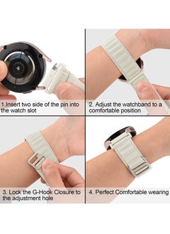 Generic 20mm Stretch Nylon Metal Alpine Loop Woven Strap For Samsung Active 2 44mm / Galaxy Watch 3 41mm-With Titanium G Hook  White  - Image 3