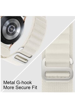 Generic 20mm Stretch Nylon Metal Alpine Loop Woven Strap For Samsung Active 2 44mm / Galaxy Watch 3 41mm-With Titanium G Hook  White  - Image 4