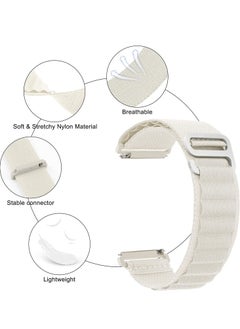 Generic 20mm Stretch Nylon Metal Alpine Loop Woven Strap For Samsung Active 2 44mm / Galaxy Watch 3 41mm-With Titanium G Hook  White  - Image 5