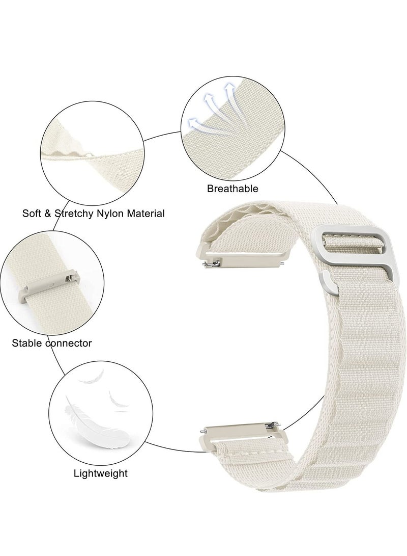 20mm Stretch Nylon Metal Alpine Loop Woven Strap For Samsung Active 2 44mm / Galaxy Watch 3 41mm-With Titanium G Hook  White - Image 5