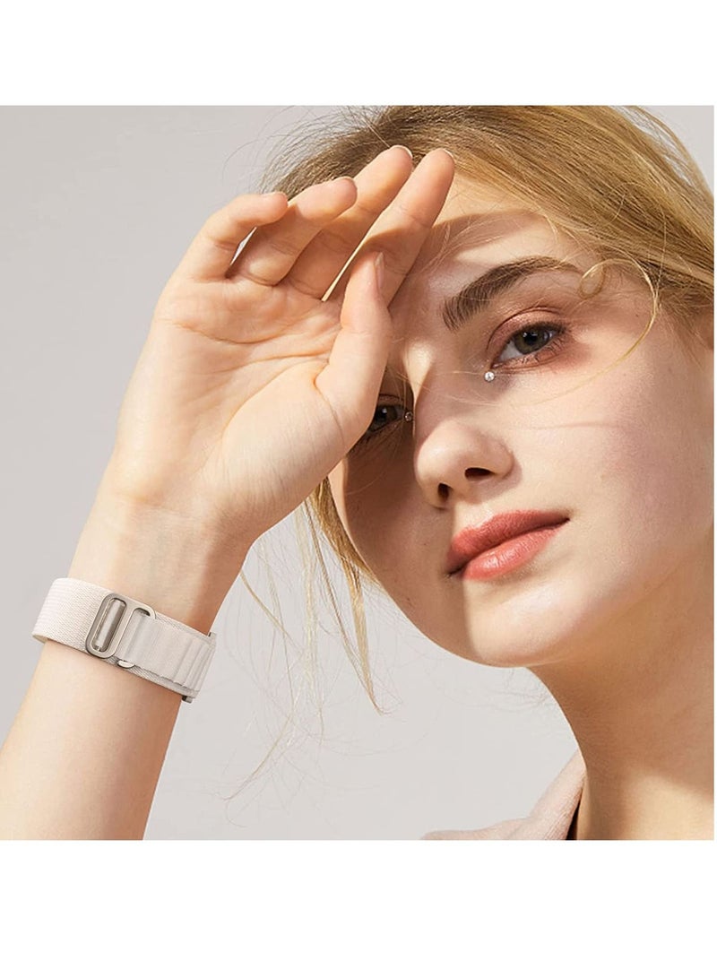 20mm Stretch Nylon Metal Alpine Loop Woven Strap For Samsung Active 2 44mm / Galaxy Watch 3 41mm-With Titanium G Hook  White - Image 2