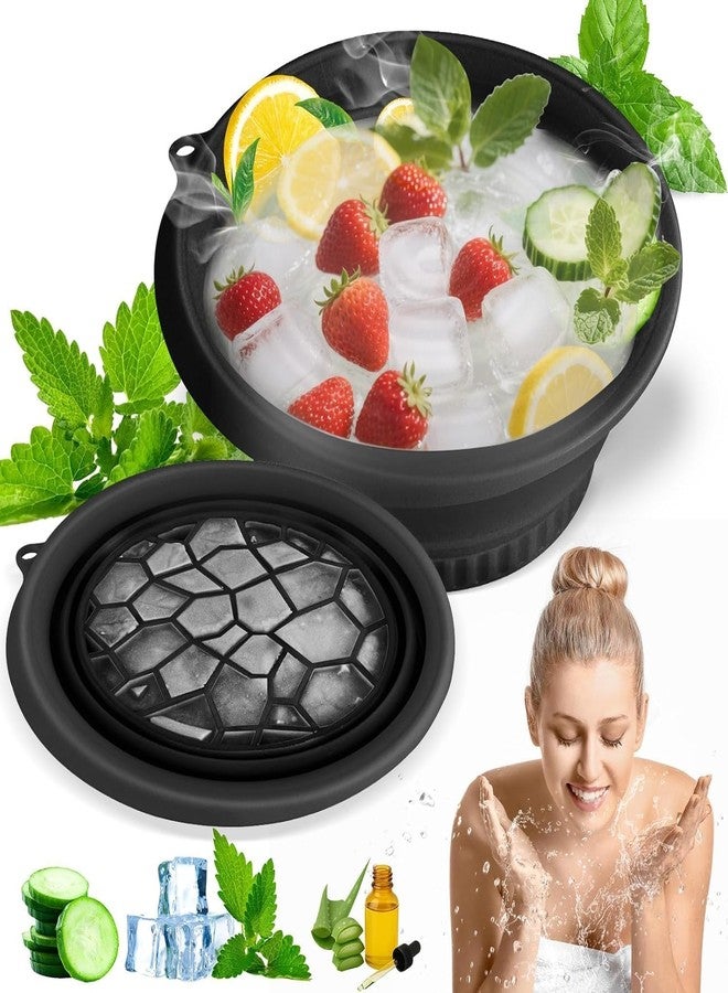 Face Bowl for Ice with Built-In Ice Tray,Facial Ice Bath Bowl, Portable Foldable Facial Plunge Bowl, Collapsible for Face Ice Bath Home & Travel (PACK OF 1) (1PIS+BLACK+FACE+BOWL)/3853 - Image 1