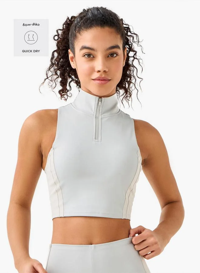Kappa GREY Kappa Women High Neck Racerback Sports Bra for Women | Best Price UAE