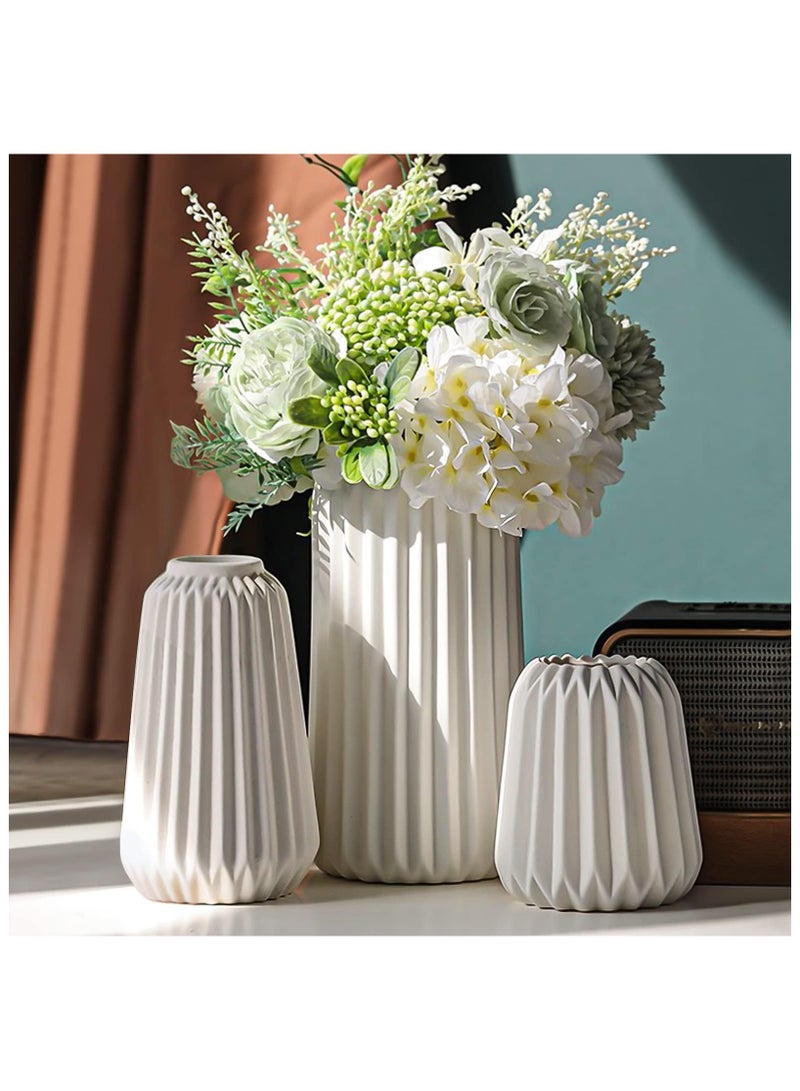 Set of 3 White Ceramic Vase Boho for Modern Home Decor, Nordic Minimalism Decor Office Entryway Living Room Centerpiece Table Decorations Vases