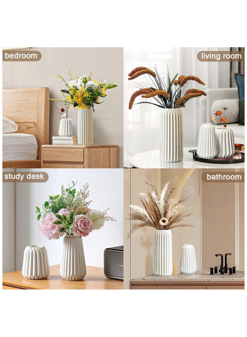 Set of 3 White Ceramic Vase Boho for Modern Home Decor, Nordic Minimalism Decor Office Entryway Living Room Centerpiece Table Decorations Vases