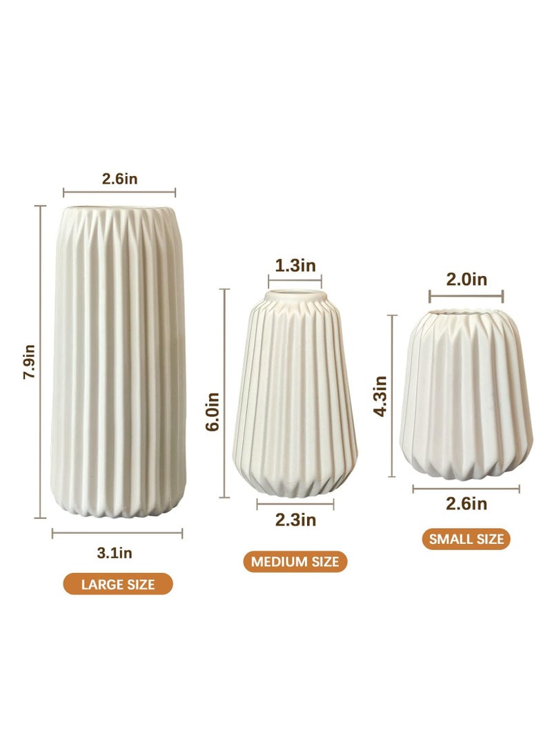 Set of 3 White Ceramic Vase Boho for Modern Home Decor, Nordic Minimalism Decor Office Entryway Living Room Centerpiece Table Decorations Vases