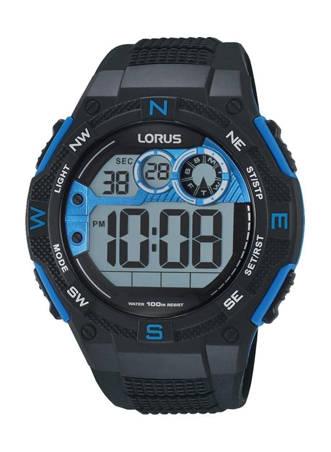 LORUS R2317Lx9 Men'S Digital 100M Water Resistant Calender Chronograph Black And Blue Color - Image 2