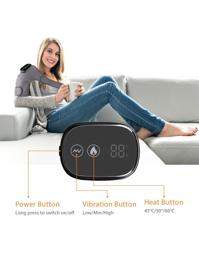 مساج الركبة الساخن، وسادات تدفئة الكتف، دعامة المرفق، 3 في 1 مع الاهتزاز، بدون سلك شحن قابل للشحن، دافئ الركبة للتدفئة، غطاء للكتف والمرفق والركبة لتخفيف التوتر - Image 5