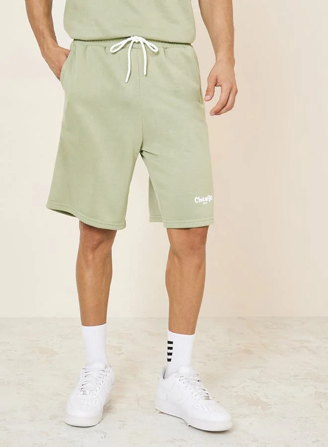 Styli City Print Oversized Terry T-Shirt & Shorts Co-Ord Set
