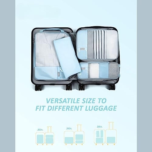Tressential Compression Packing Cubes | 4 Set Travel Luggage Organizer Cubes for Travel, Expandable Luggage Suitcase Organizer, Lightweight Packing Organizers (Polyester, 4 Piece Set, Blue) - Image 4