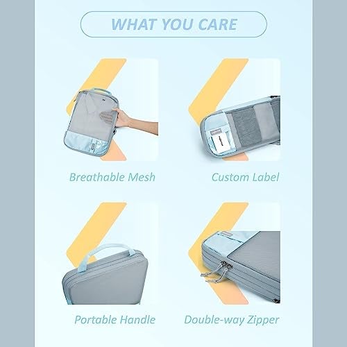 Tressential Compression Packing Cubes | 4 Set Travel Luggage Organizer Cubes for Travel, Expandable Luggage Suitcase Organizer, Lightweight Packing Organizers (Polyester, 4 Piece Set, Blue) - Image 3