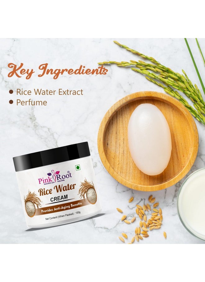 Pink Root - Rice Water Face & Body Cream 100Gm Helps To Provides Anti-Aging Benefits With Rice Water Extract For All Skin Types (Rice Water Cream) - Image 1