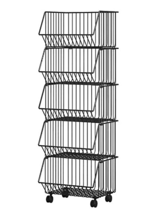 5-tier black metal fruit and vegetable rack, vegetable basket