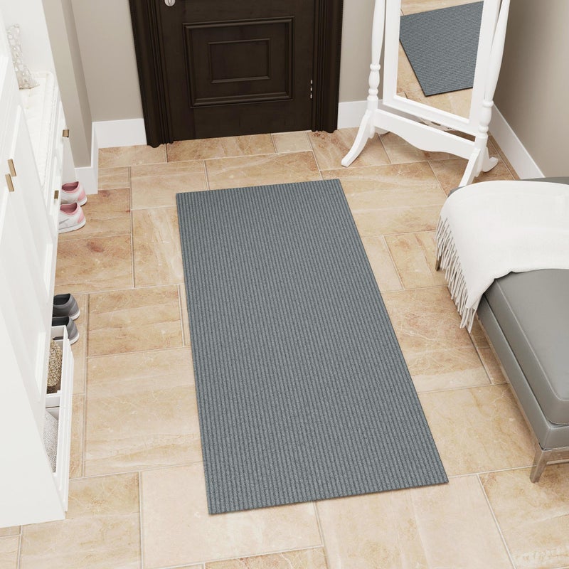 Ottomanson 2 x 5 CommercialGrade Hallway Runner with Scraper Pile  Extra Durable NonSlip Rug Mat for Indoor  Outdoor Use  Ideal for Kitchen Entryway Patio  Garage  HighTraffic Carpet Gray
