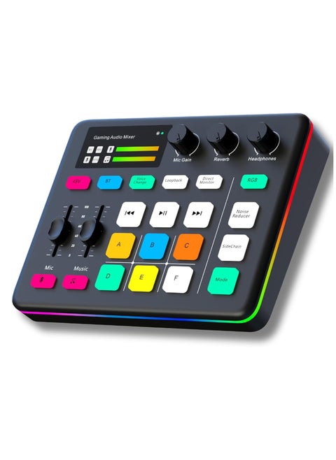 ألعاب الفيديو الصوتية، مضخم سابق (PO) مع قدرة الشرائح 48V، محوِّل صوتي، ومخلط DJ (DJ)، إضاءة (RGB)، مناسبة للبث المباشر، والبث الصوتي، والتسجيل، والتوافق مع المشهد، ولألعاب الفيديو الصوتية