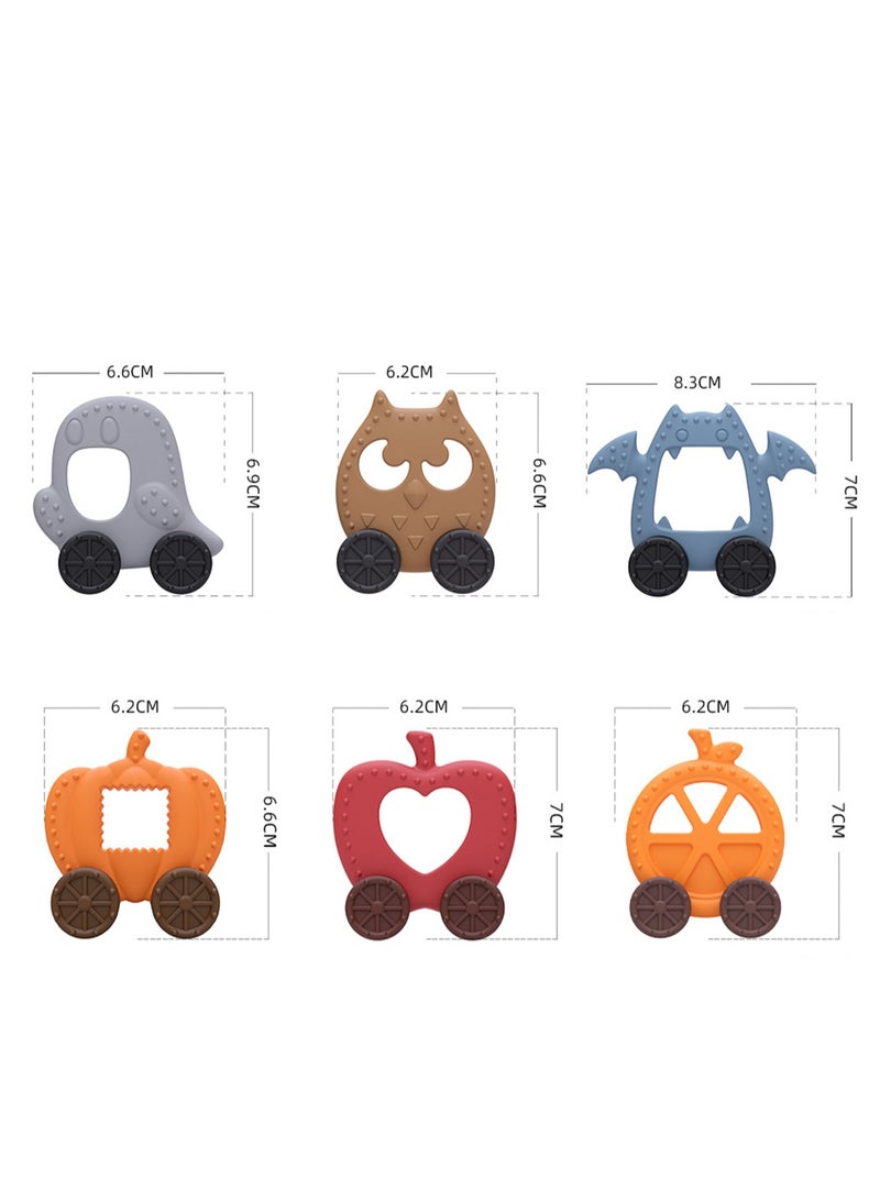 Baby Food Grade Silicone Remote Control Teether, Baby Soothing Silicone Remote Control Teether, Baby Teething Stick Chewing Gum Anti-Eating Hand Chewing Toy (Fruit Cart Three-Pack) - Image 2