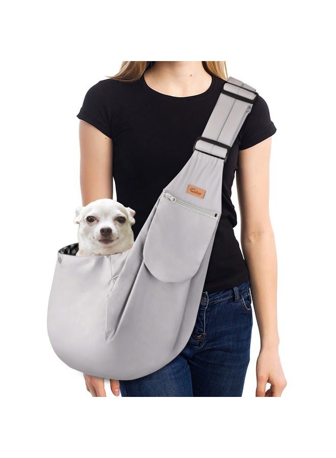 CUBY CUBY Dog and Cat Sling Carrier, Hands Free Reversible Pet Papoose Bag, Soft Pouch Adjustable, Suitable for Puppy Cats for Outdoor Travel (Grey Classic, S-Adjustable Strap) - Image 1