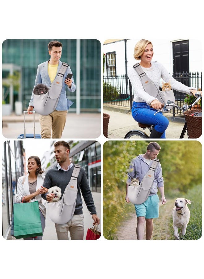 CUBY CUBY Dog and Cat Sling Carrier, Hands Free Reversible Pet Papoose Bag, Soft Pouch Adjustable, Suitable for Puppy Cats for Outdoor Travel (Grey Classic, S-Adjustable Strap) - Image 5