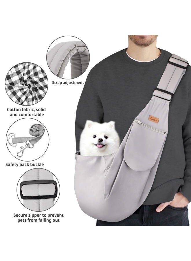 CUBY CUBY Dog and Cat Sling Carrier, Hands Free Reversible Pet Papoose Bag, Soft Pouch Adjustable, Suitable for Puppy Cats for Outdoor Travel (Grey Classic, S-Adjustable Strap) - Image 3