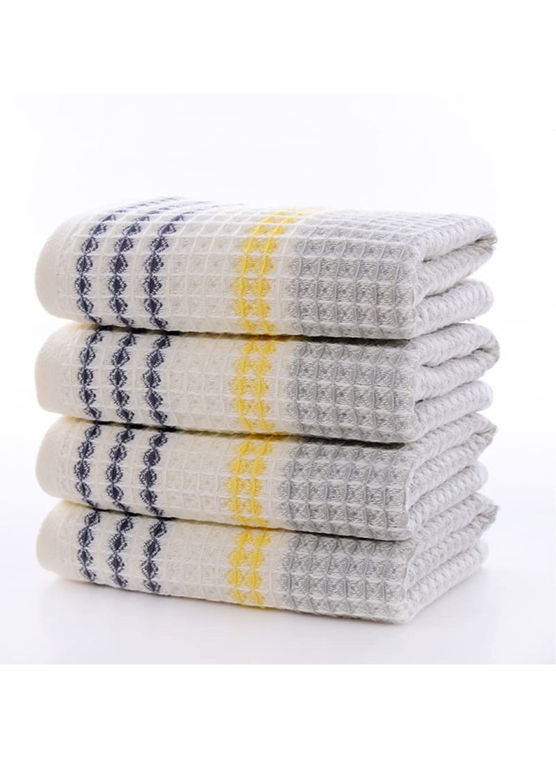 Striped Cotton Towel Set - Quick Drying Yellow, Grey & Black - 1 Bath Towel, 1 Hand Towel, 1 Washcloth - Ultra Soft, Lightweight & Absorbent for Home & Travel Use - Image 3